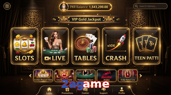 Main screen of 2Agame casino page for PK players